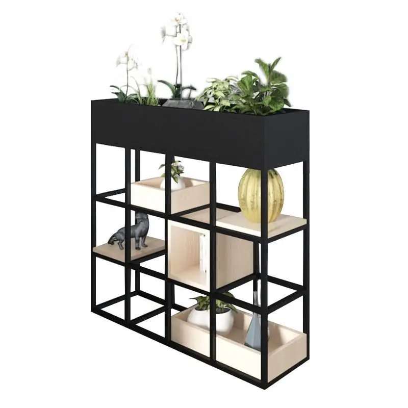 

Modern simple wrought iron green plant flower stand partition storage living room dining room decorative bookshelf