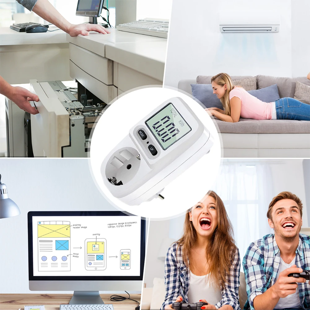 Imagem -04 - Plug Digital Lcd Power Meter Wattmeter Soquete Energia Kwh Tensão Corrente Freqüência Monitor de Eletricidade 220v eu