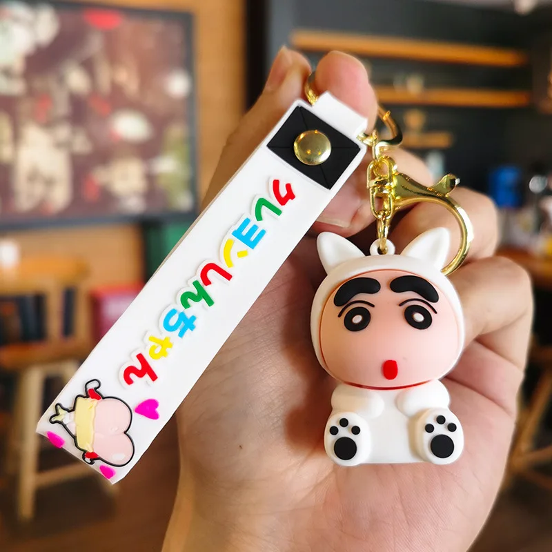 LLavero de dibujos animados Crayon Shin-chan, mochila de Anime, decoración de bolso, llavero colgante de silicona, llavero de coche de moda, modelo de juguete, regalo para niños