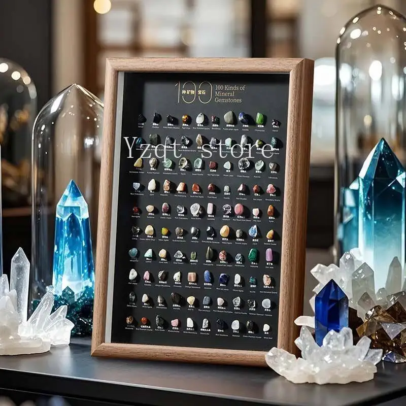 100 kinds of ores, photo frames, specimens, New Year's gifts, geological minerals, stones, popular science home furnishing