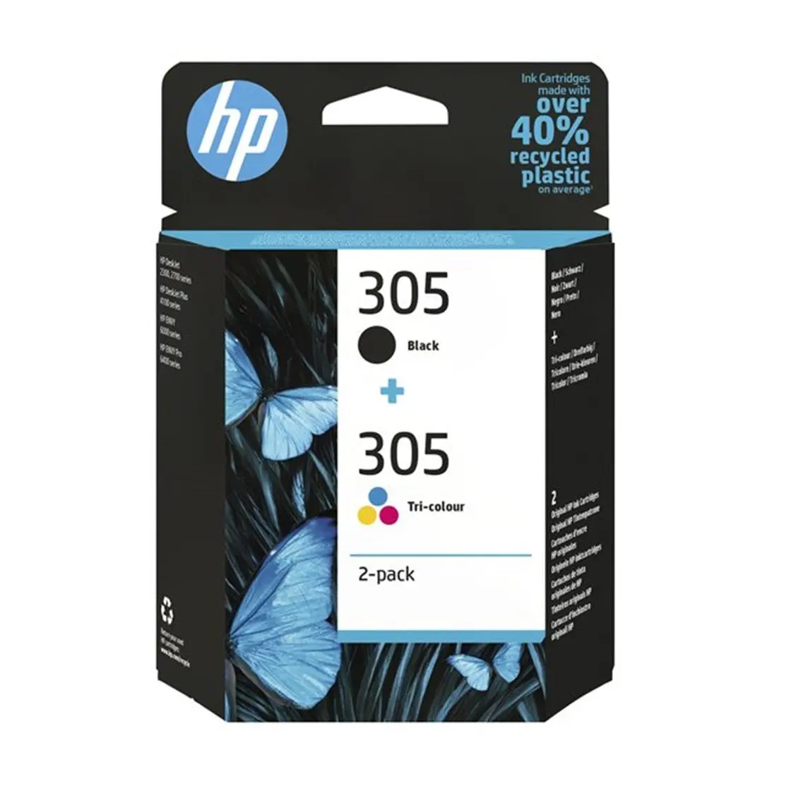 2 Pack ink cartridge hp 305 black and 1255 color 23xx 27xx 41xx deskjet plus 41xx envy 60xx 6420 envy pro 64xx