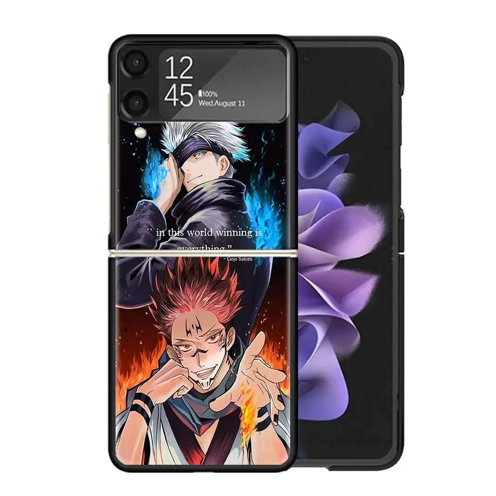 Hot Anime Jujusu Kaisen Clear Phone Case For Samsung Z Flip 5 4 3 Galaxy ZFlip 6 5G Shockproof Hard Print Cover TPU PC Coque