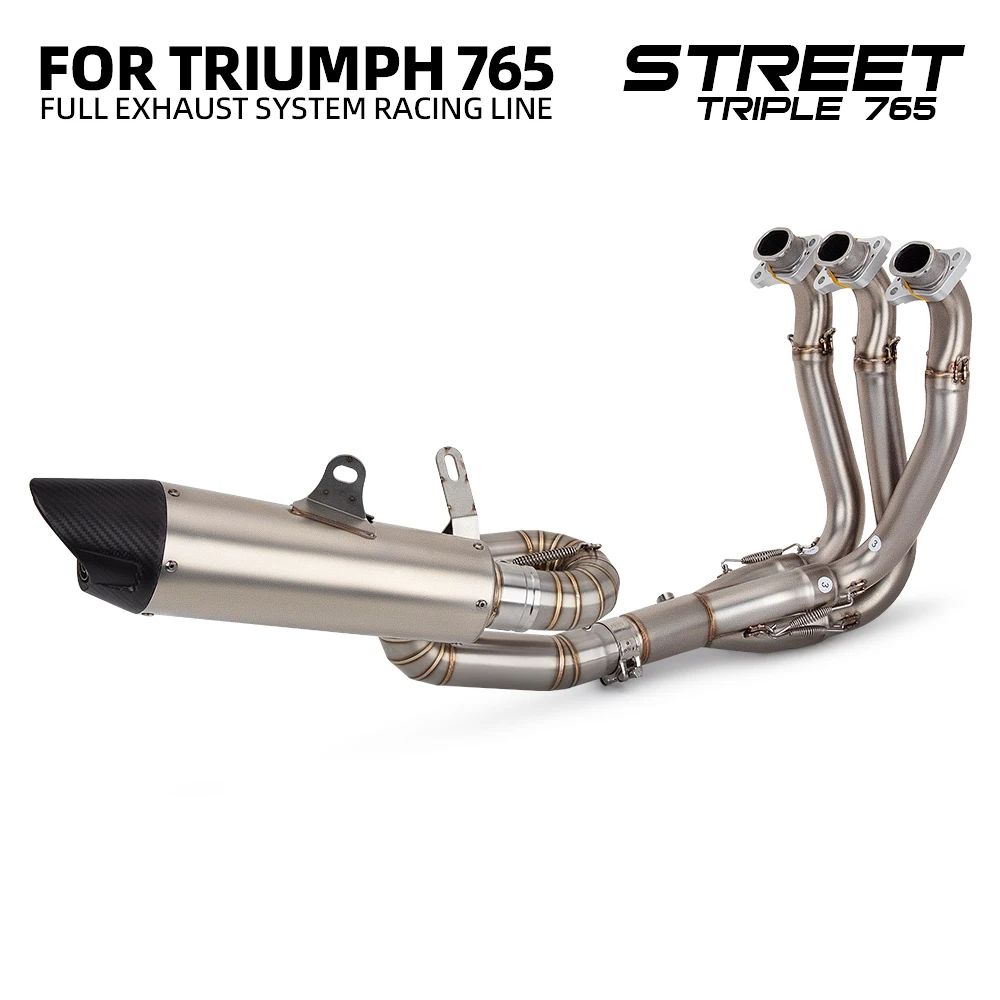 For Street Triple 765 765RS 765R 765S Motorcycle Exhaust System Full Set Modify Front Middle Link Pipe Carbon Tip Muffler Racing