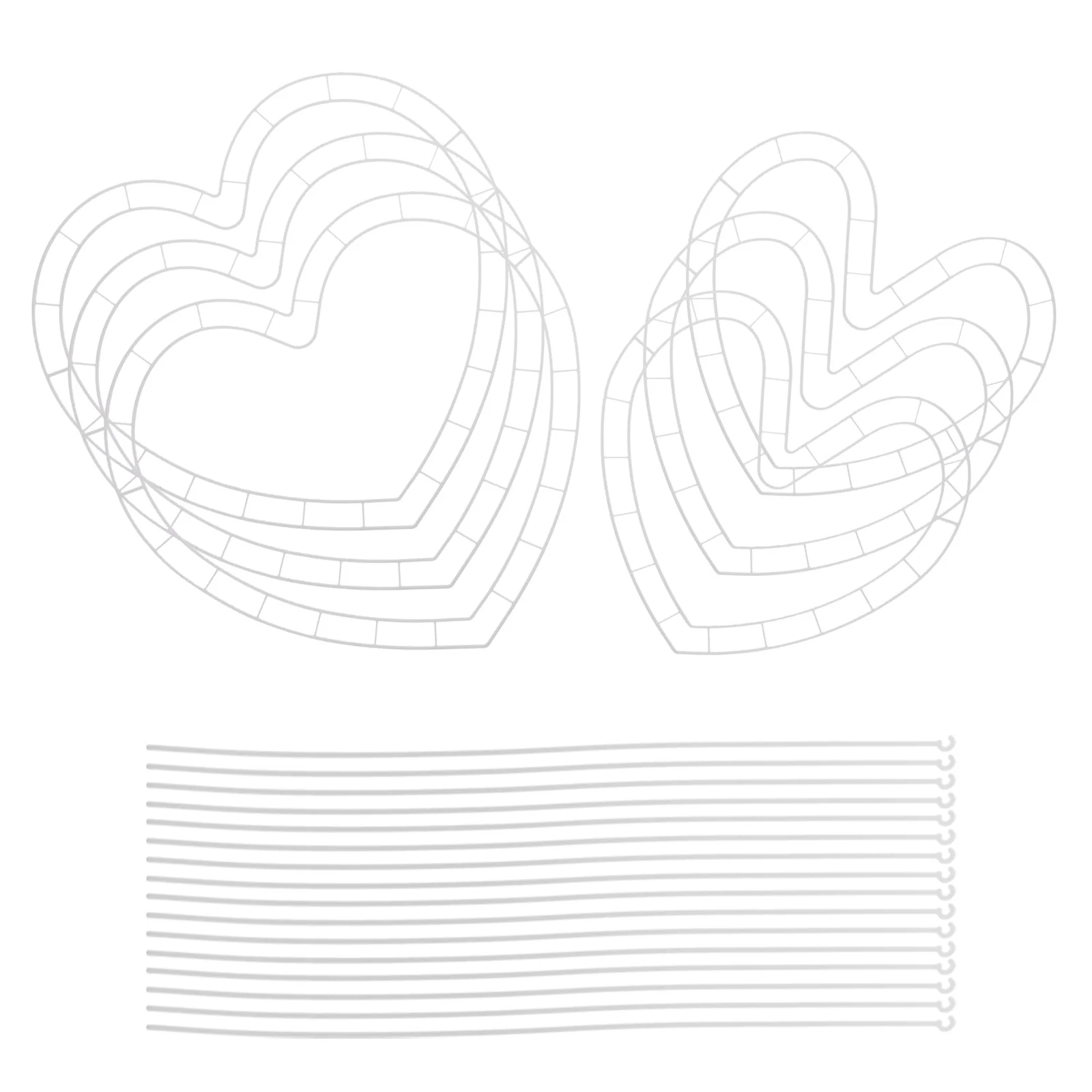 6セット ハート型 プラスチックリースフレーム フラワーアレンジャーホルダー DIY ウェディングフラワーアレンジメント ホリデーパーティー用