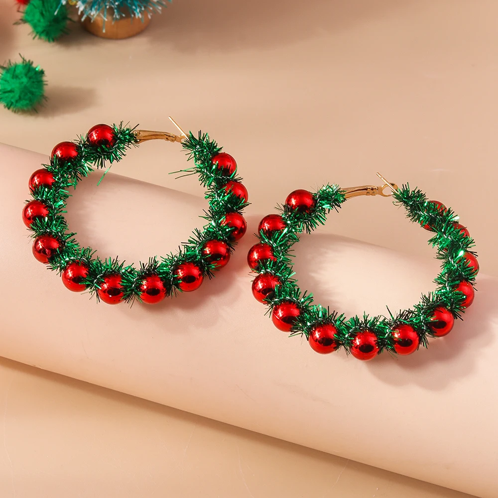 

Hot Selling Christmas Wreath Earrings for Women Fashion Merry Christmas Jewelry Happy New Year Gifts