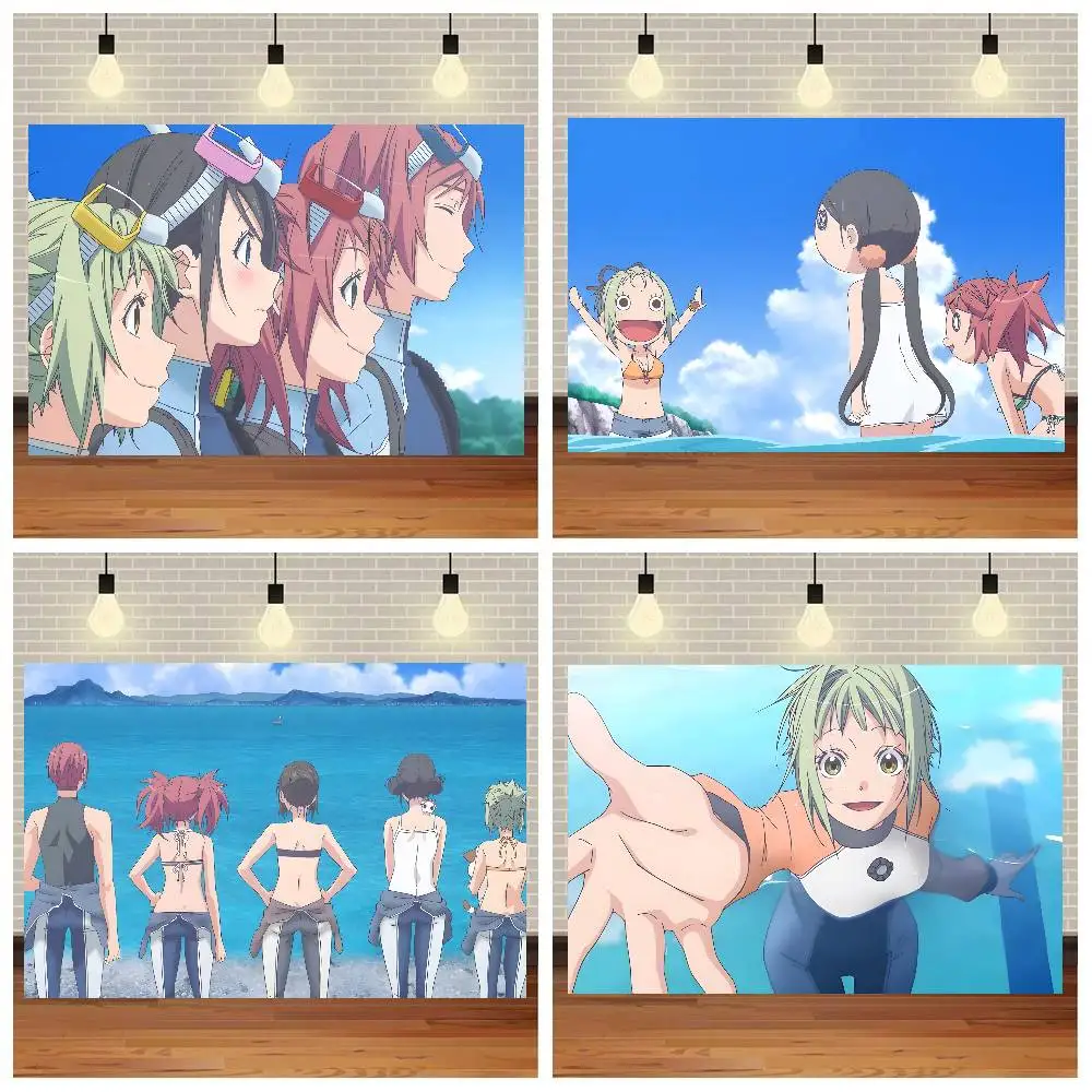 

1 шт., милый фон для фотосъемки японского аниме Amanchu, гобелен, настенное студийное оборудование, аксессуары для домашнего декора