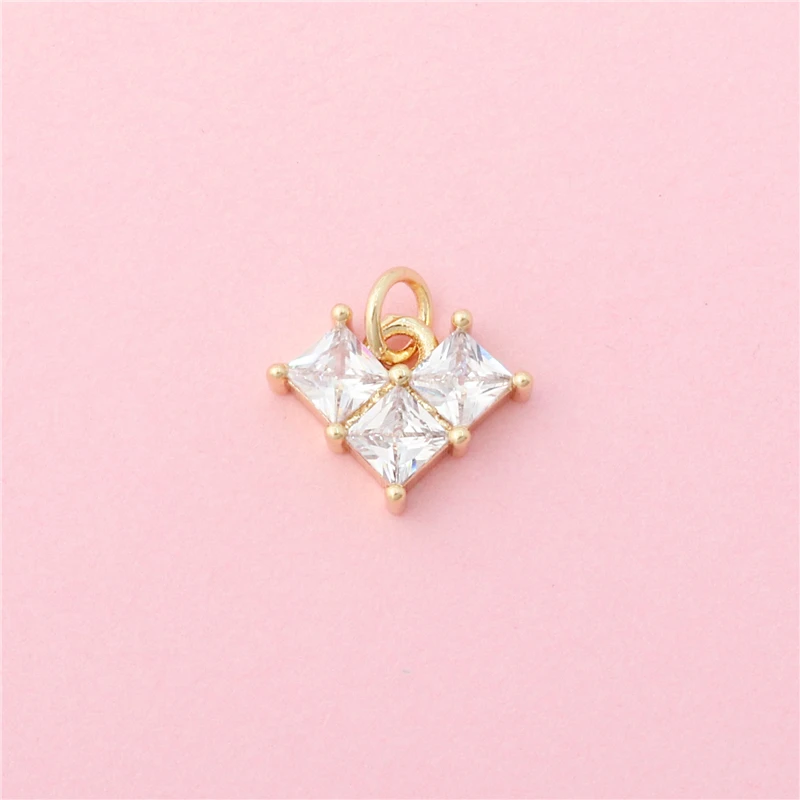 10pcs Brass Inlaid Zircon Charms Pendants Accessories Heart Shape For Jewelry Making Diy Necklace Earrings
