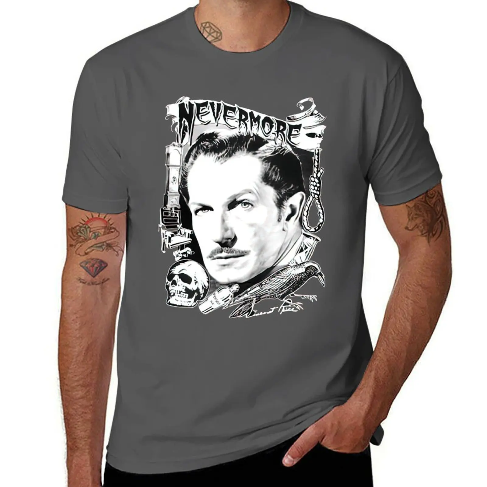 

Vincent Price Nevermore T-Shirt cotton tshirt 100% man t shirt designer man t shirts for men T-Shirt