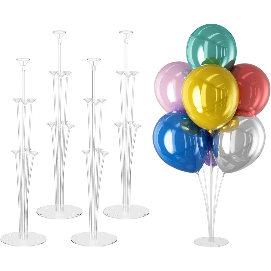 4 ensembles de supports de ballons, Kit de supports de ballons de Table avec Base, bâtons de ballons faciles à assembler, supports de ballons réutilisables pour fête prénatale W