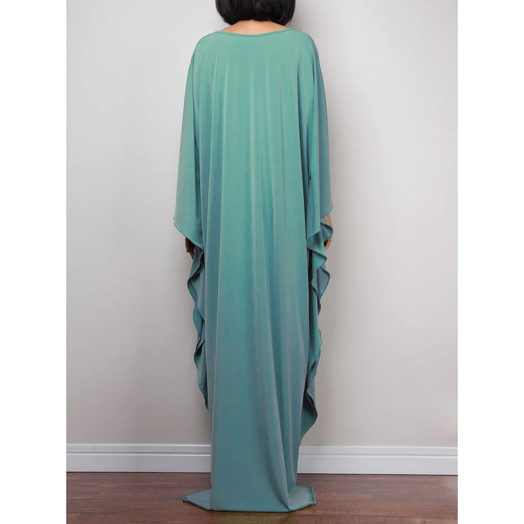 Langes Kleid im Stil einer griechischen Göttin, Tunika mit Fledermausärmeln, Strandkleid, Strandtuch, Strandmode, Kaftan, Maxikleid V4427 – Detail 37