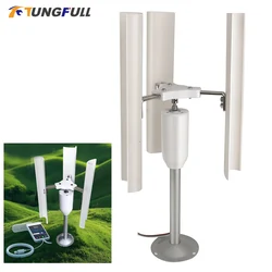 DIY Vertical Axis Wind Turbine Model - Three-Phase Permanent Magnet Generator Windmill Toy for Night Lights Display