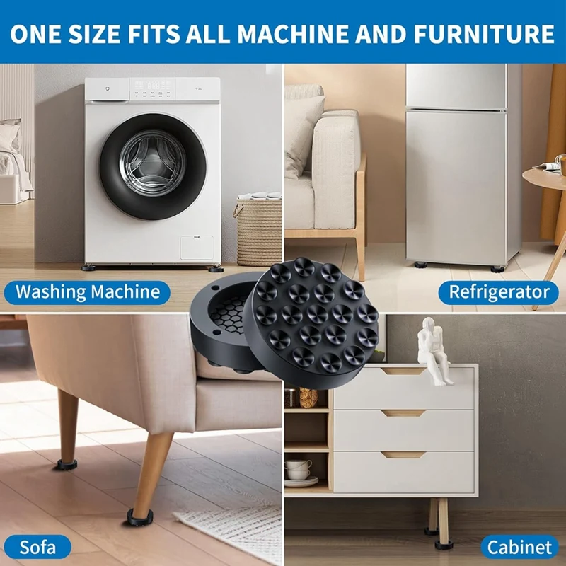 Y17A Anti Vibration Pads For Washing Machine With Strong Adsorption Suction Cup, Non-Slip Rubber Stabilizer Support