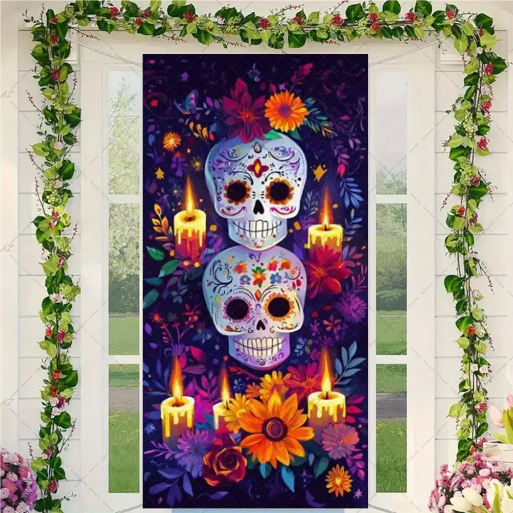 

Mexican Day Of The Dead Carnival Party Backdrops Photo Booth Party Props Skull Photography Background Party Decor Door Banner