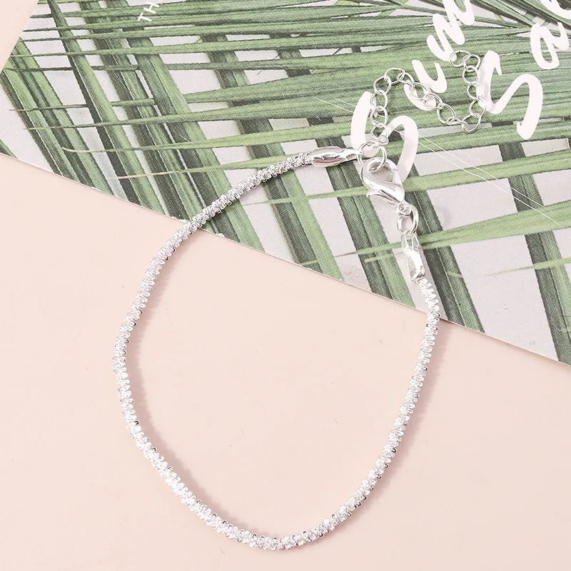 Aihua Glänzendes, glitzerndes, schlichtes Armband für Damen, trendiges, silberfarbenes, elegantes Armband, weibliche Geburtstagsgeschenke – Detail 4