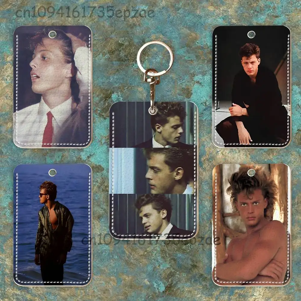 

L-Luis M-Miguel Rectangle Card Case Keychain Access Card Bag Key Tag Ring Leather Card Holder Key Ring Access