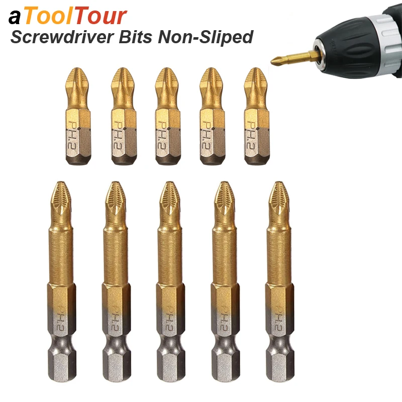 

Magnetic Screwdriver Bit Set PH2 Anti Non Slip 1/4 Hex Shank Fit Hand Electric Drill Driver Titanium Coated Tool Part Accessory