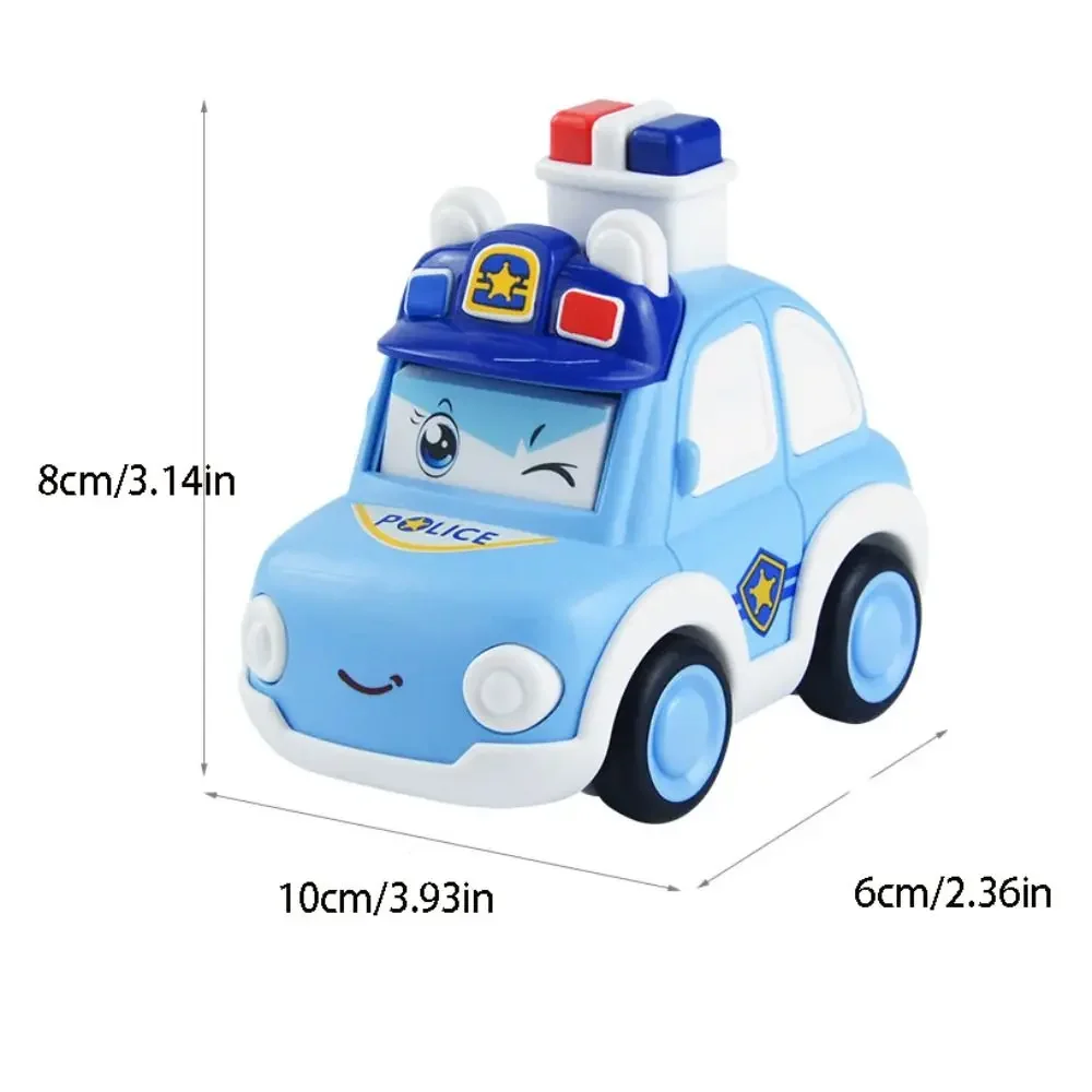 Imprensa de plástico e ir brinquedo carro da polícia, veículo interessante caminhão de bombeiros, Wind-up carros brinquedos, puxar para trás, empurrar e ir carros, Home Decor