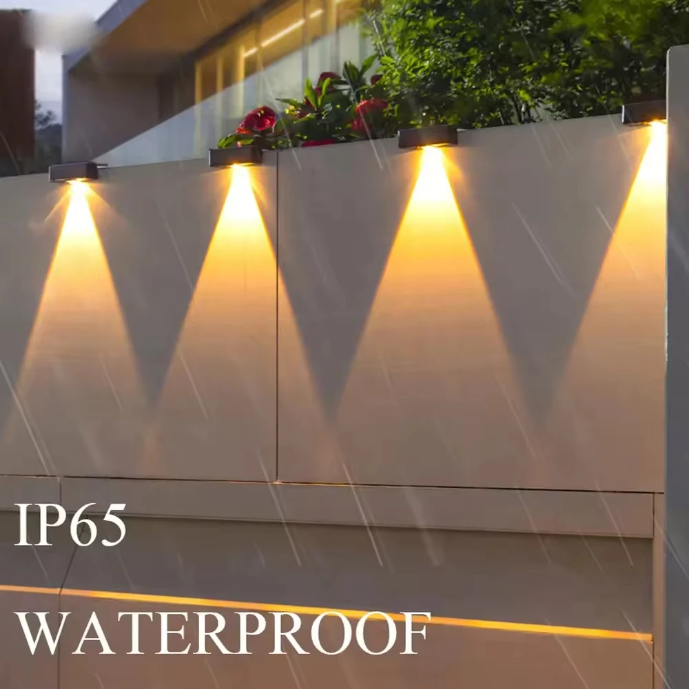 Imagem -02 - Outdoor Solar Fence Led Light Montado na Parede Jardim Luzes Escadaria Deck Iluminação do Corredor Abs