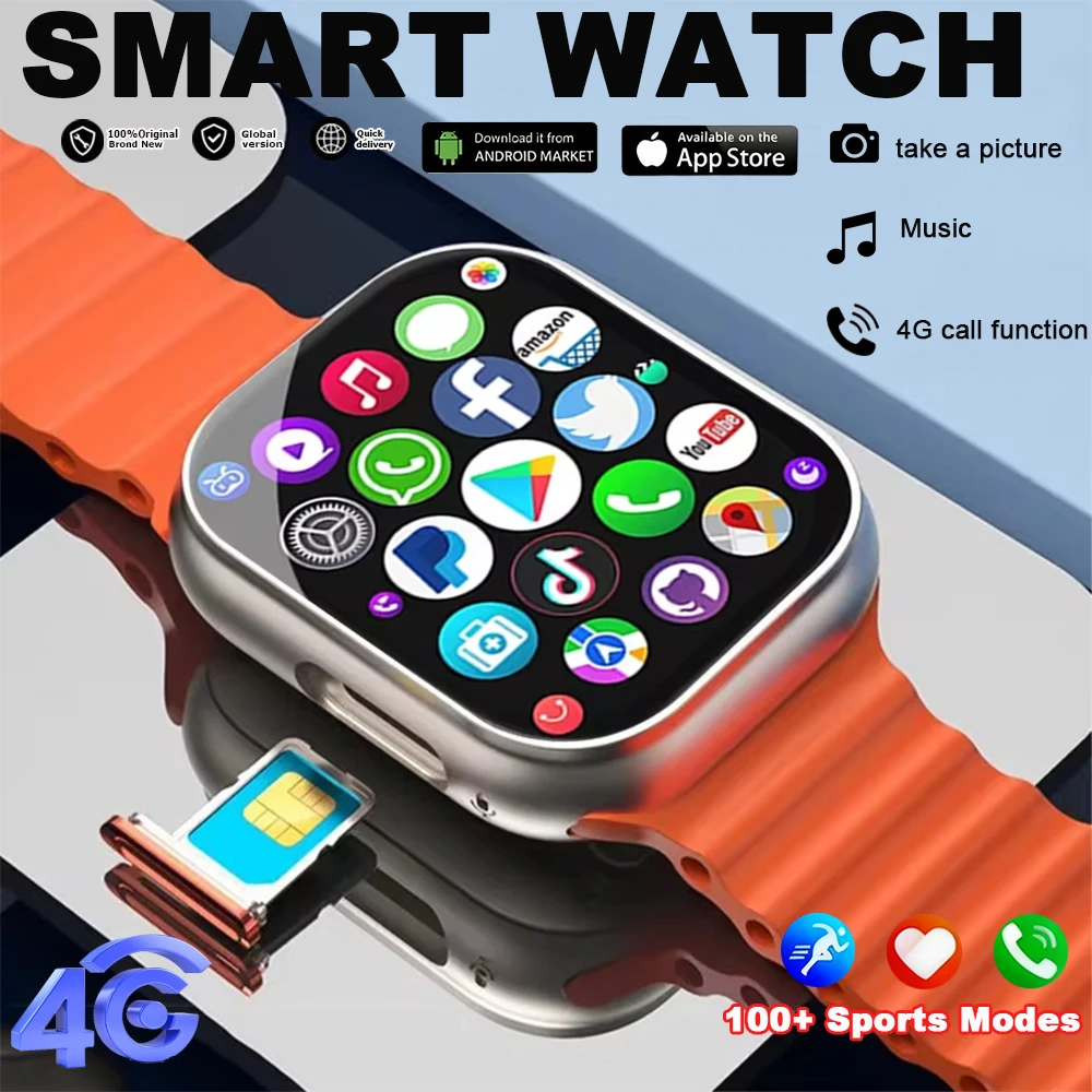 2026 New T83 Pro Smartwatch 4G Android 10.0 1.96inch Amoled 200w Pixel Camera Video Call GPS Track 100+Sports Smart Watch Men