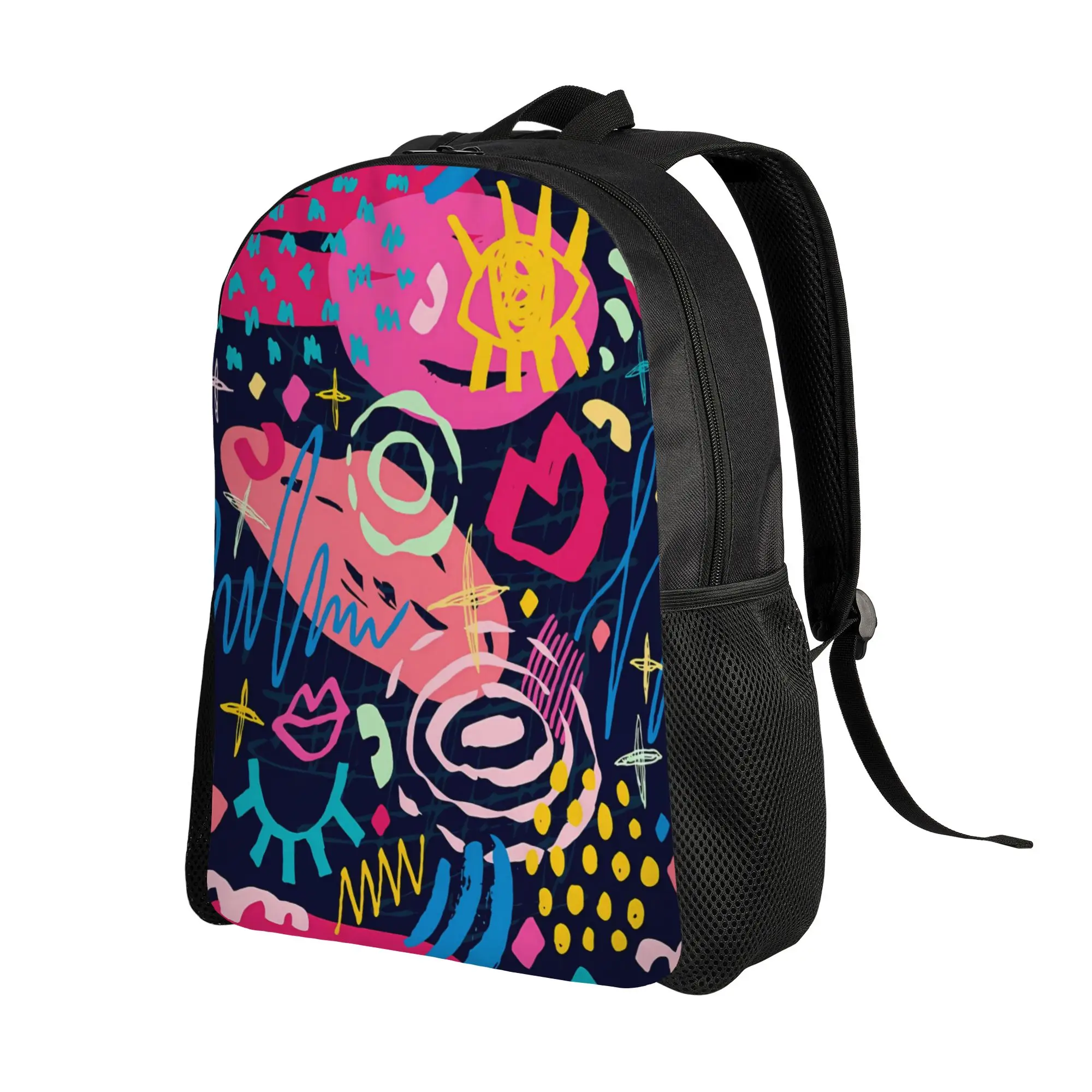 Graffiti Pop Color Shapes Anime Backpack Girl  Soft Backpacks Polyester Pretty High School Bags Daily Colorful Rucksack