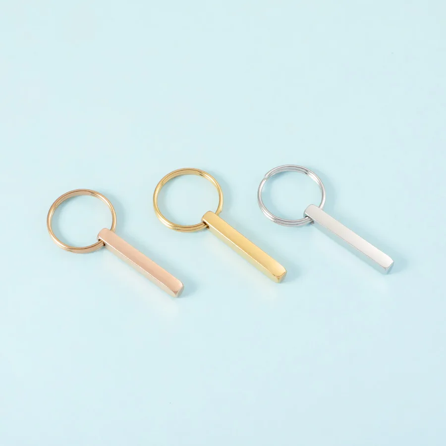 5Pcs/Lot Stainless Steel 4*28mm Blank Bar Pendant Handmade For Car Keychain Fashion Jewelry