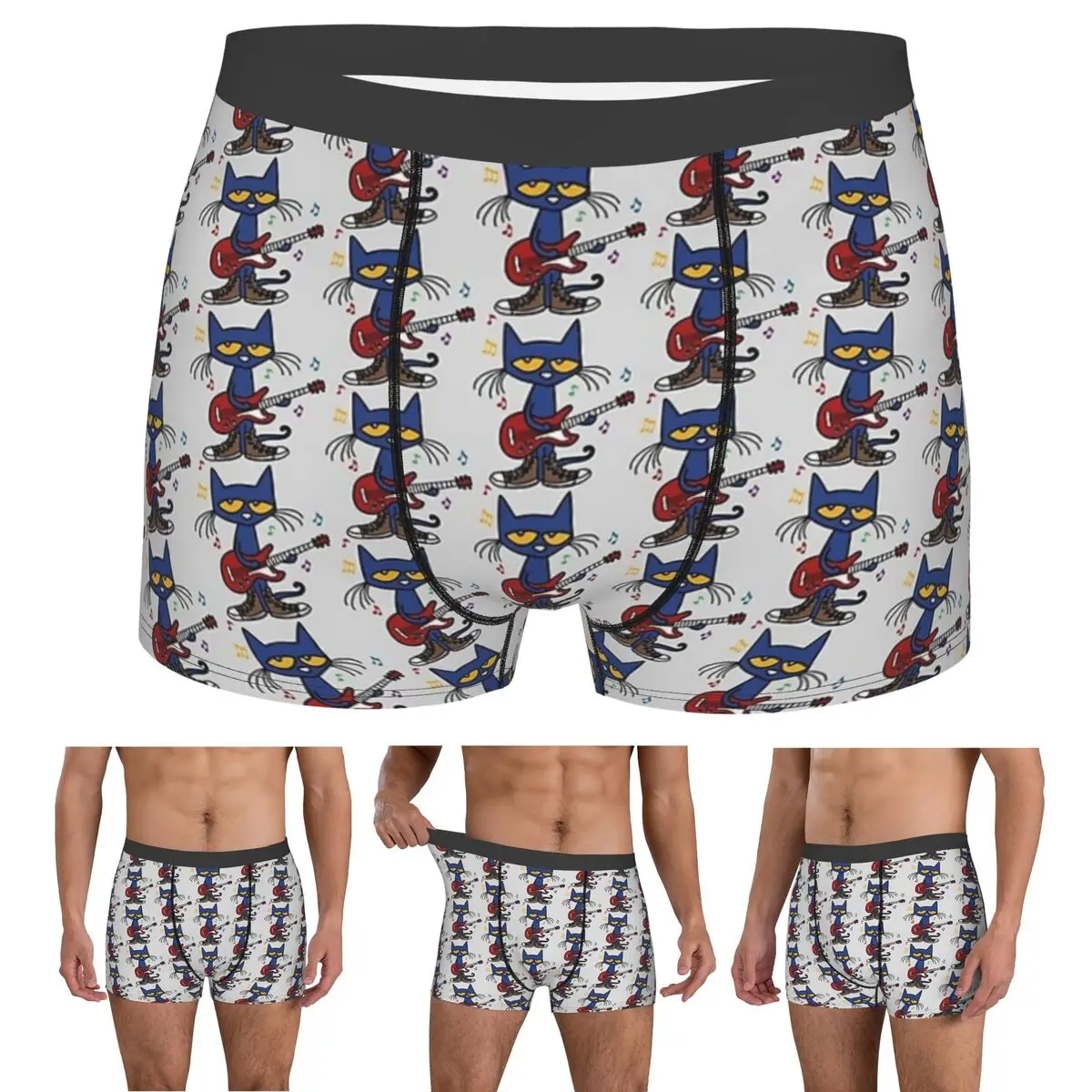 

Трусы-боксеры, шорты Pete The Cat, поющие трусики, мужское удобное нижнее белье для Homme, мужской подарок бойфренду