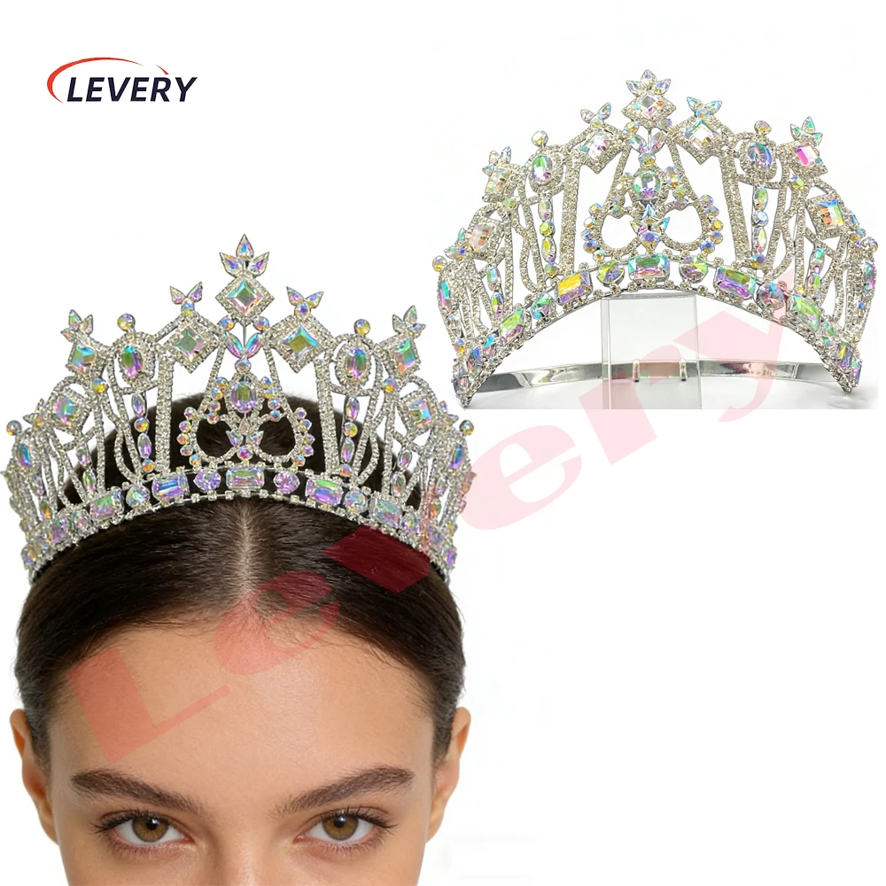 

Levery Princess Crown with Adjustable Ring for Women, Crystal Queen Tiaras for Girls Bridal Hair Accessories Gifts for Birthday