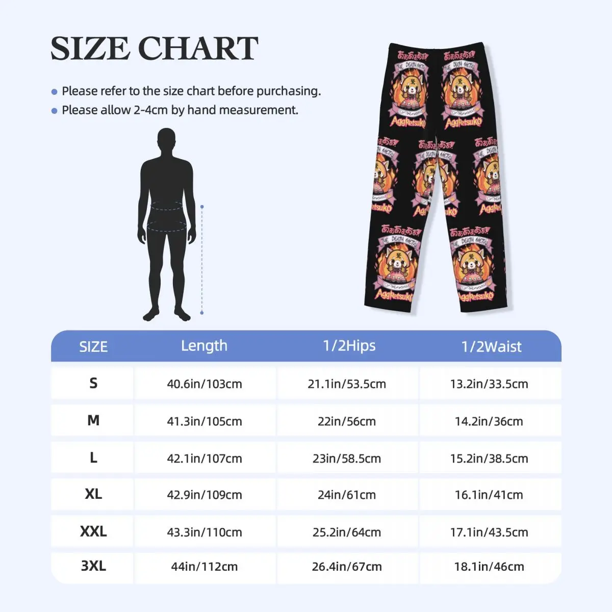 Benutzerdefinierte aggressive Retsuko-Pyjamahose für Herren, bedruckt, Animation, Schlaf-Nachtwäsche, Hose mit Taschen