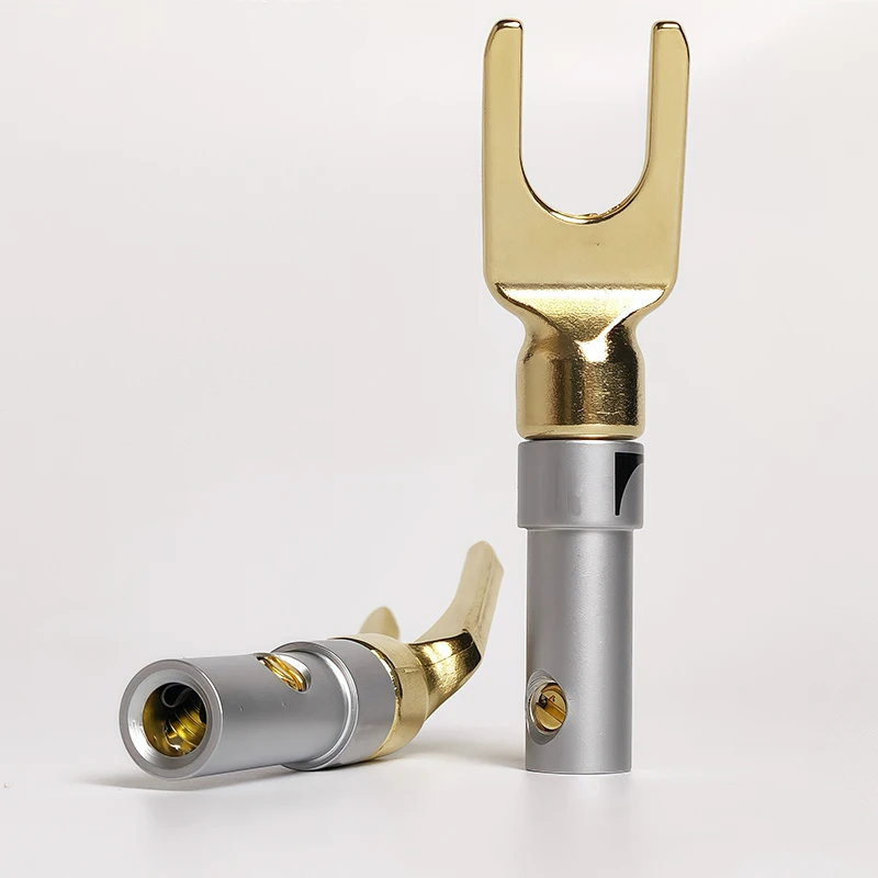 4/10/20Pcs -Gold Plated Copper Spade Connectors (Y/U Type) -for Speaker Wire to Banana Socket & Amplifier Binding Post