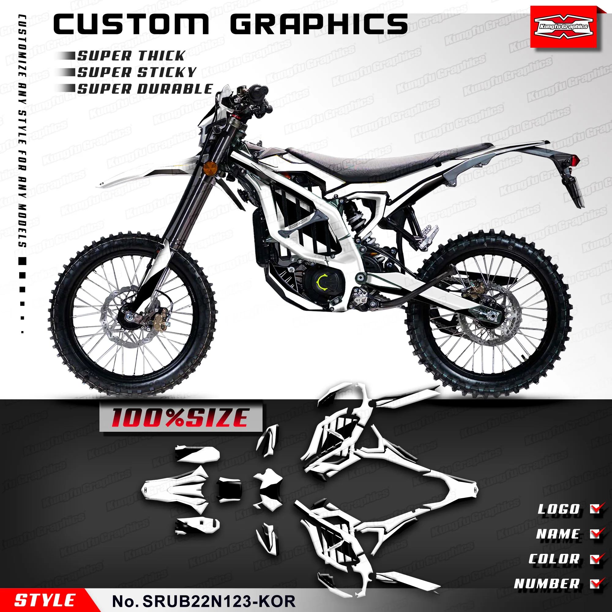 

KUNGFU GRAPHICS Customised Stickers Complete Motorcycle Decals for Ultra Bee Dirt eBike Ultra Bee R Durable Vinyl, Decoration