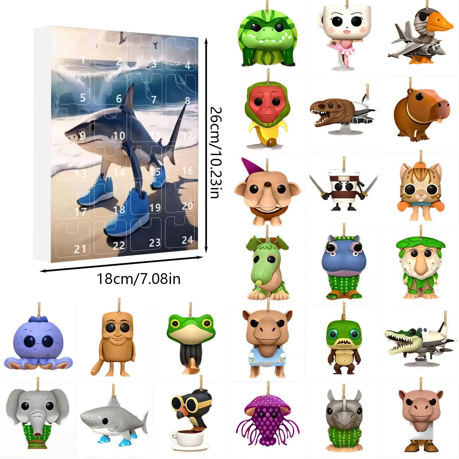 Tung Sahur Advent ปฏิทิน Tralalero Tralala รูปกล่องตาบอดของเล่น 24 วัน Tung Sahur รูปนับถอยหลังปฏิทินตกแต่งของขวัญ