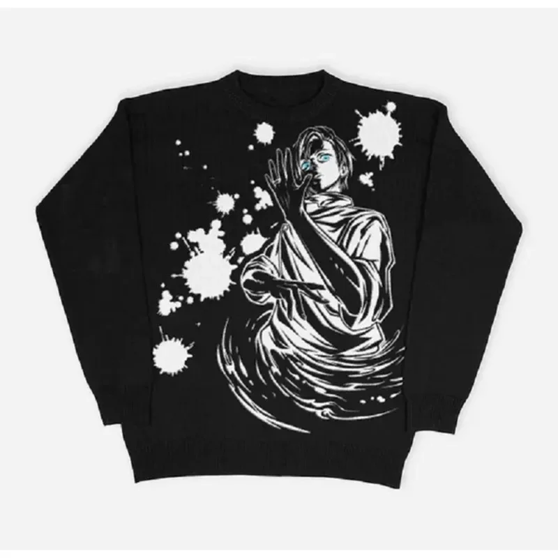 Y2K Street Hip-hop Pullover Sweater Knitted Harajuku Punk Style Cartoon Retro Casual Loose Long Sleeve Thicken Unisex Pullovers