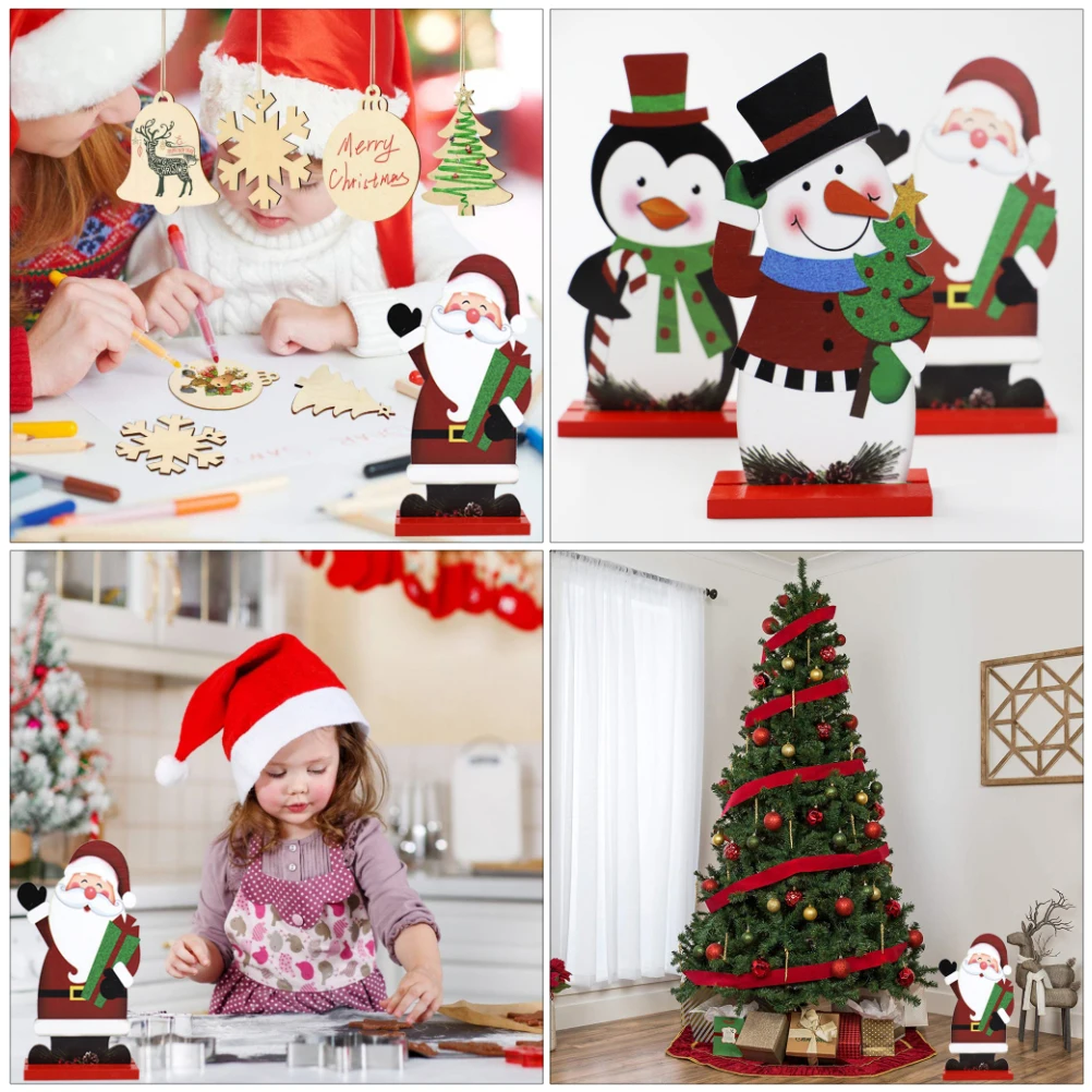 

Wooden Santa Claus Ornament Christmas Decorative Adornment Desktop Xmas Decoration Lightweight Holiday Gift