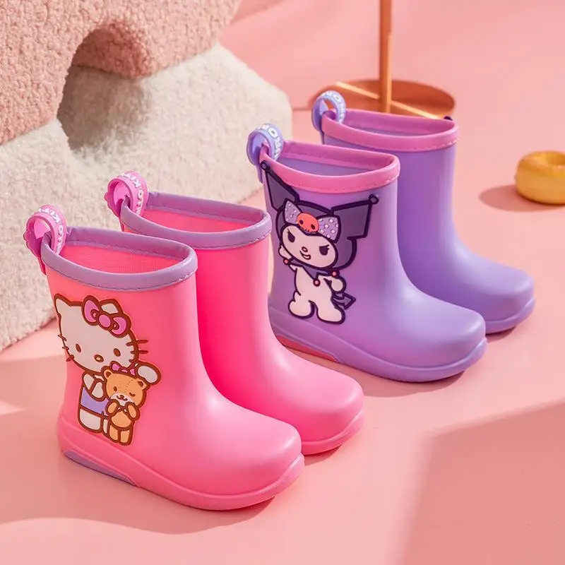 Sanrio Cartoon  Anti-Slip Rain Boots Cinnamoroll Girls' Waterproof Rubber Rain Boots Kuromi Wear Water Shoes Outside Gift