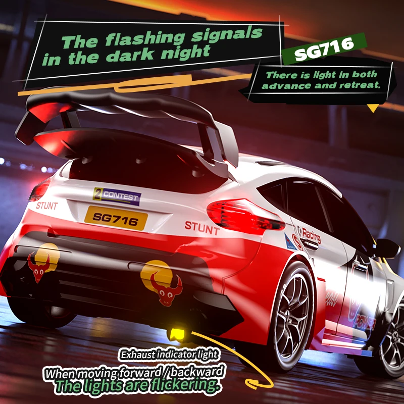 

SG716 RC Pulling Drift Car 4WD Front Rear LED Lights RTR High Speed Racing Vehicle 2.4GHz Radio Toy Gift for Children Adult