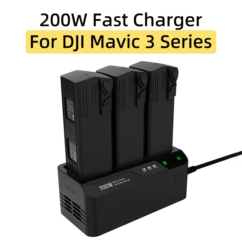 For DJI Mavic 3/3Cine/3Pro/3Classic Drone Battery 200W High-power Three Channels Charger Hub Two-way Fast Charging Accessories