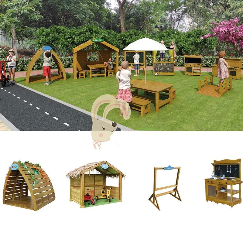 Outdoor kitchen role area toy cabinet tables and chairs anticorrosive wooden sand boat flowing table