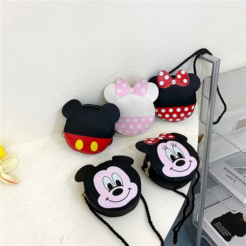 Bolso de hombro de dibujos animados de Disney para mujer, bolsa de mensajero de PU, Minnie Mouse, regalos para niñas