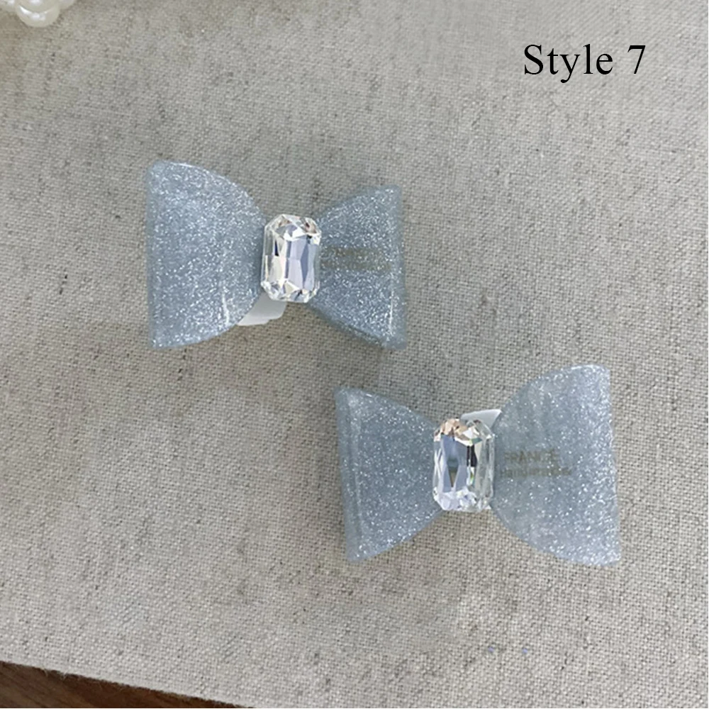 2Pcs Bowtie Shoes Clip Buckles Double Layered Crystal Bowknot Shoe Charm Shoe Decoration Bag Pendant Bow Key Chain Accessories