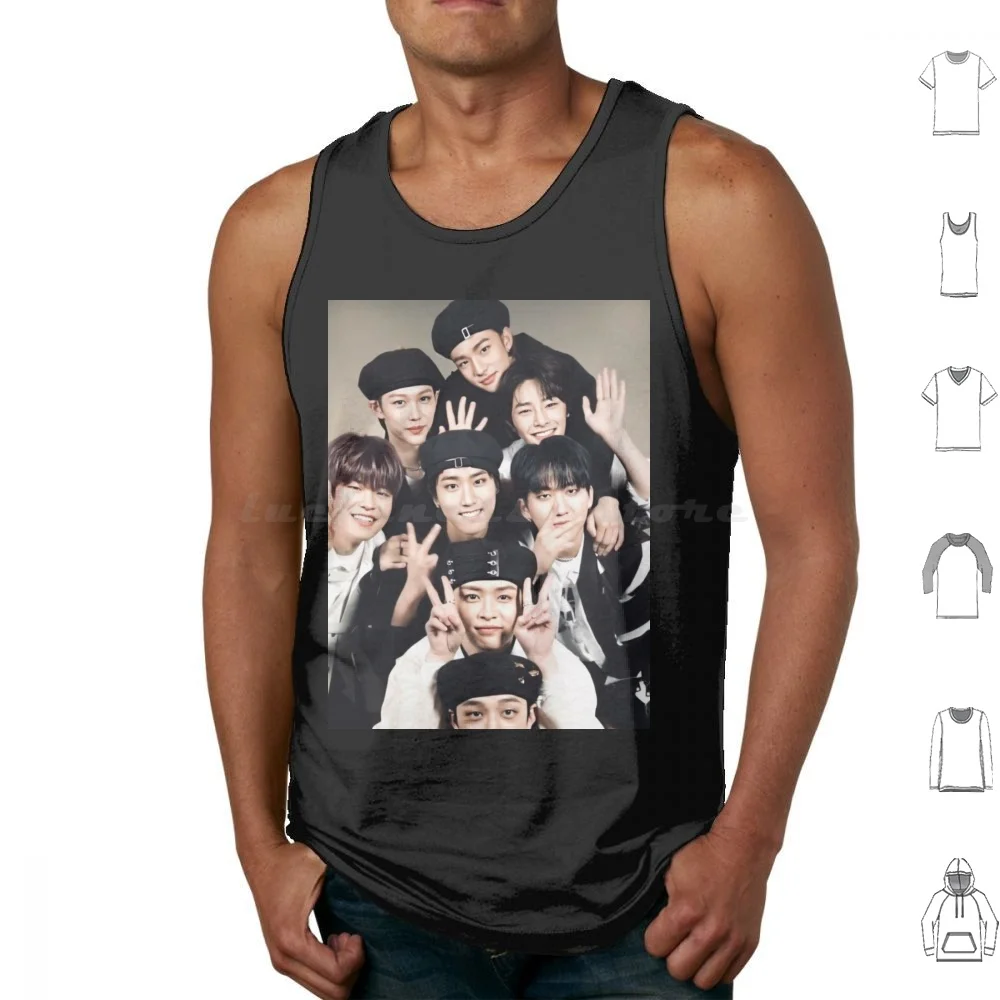 Stray Kids Skz Kpop Ot8 Boy Group Korean Music Band Poster Tank Tops Vest Sleeveless Stray Kids Kpop Bang Chan Hyunjin Lee