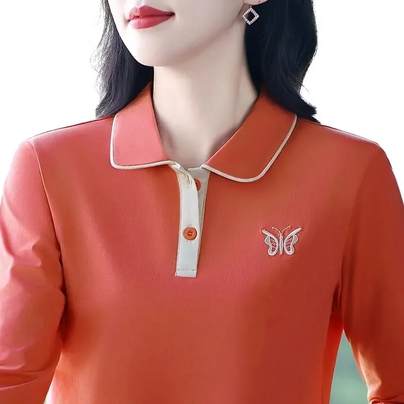 

Новый стиль для повседневного использования, универсальный топ с блокировкой мяса, чистый хлопок, простой модный свободный повседневный топ с длинными рукавами