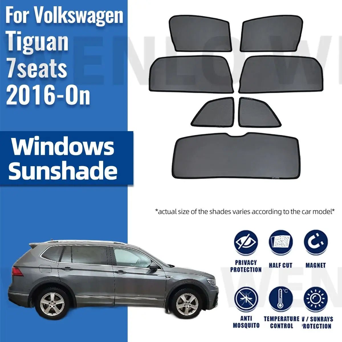 

For Volkswagen VW Tiguan Allspace 2018-2022 2023 Car Sunshade Magnetic Front Windshield Curtain Rear Side Window Sun Shade Visor