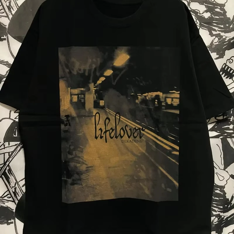 

Модная мужская свободная футболка со шведским черным металлическим ремешком 2025 года, мужская свободная футболка в европейском и американском стиле Metal Rock с короткими рукавами