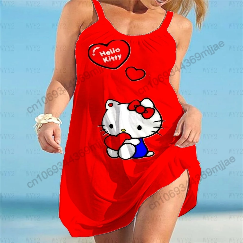 

HelloKitty Women's Tops for Women 2023 Round Neck Summer Top Beach Dresses Woman Clothes Womans Clothing Zevity Y2k T-shirt Tees