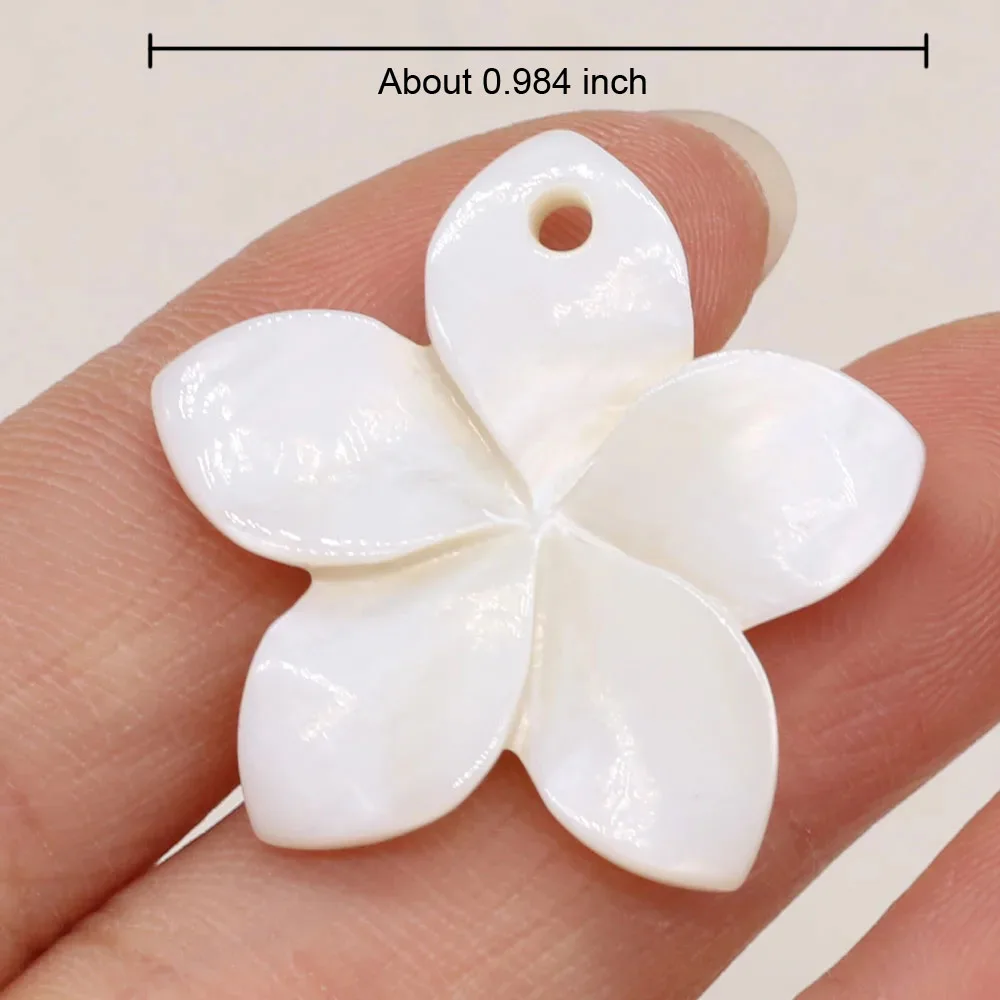 5pcs/Pack 25mm White Petal Shape Natural Freshwater Shell Pendant Charms for Jewelry Making DIY Necklace Earrings Accessories view 2