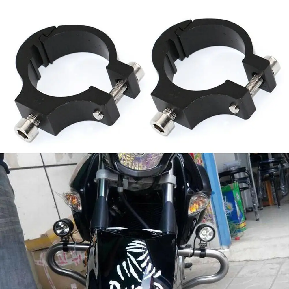 2pcs Universal Motorcycle Headlight Bracket Tube Fork Spotlight Holder Clamp Mounting Handlebar Clamp Kit