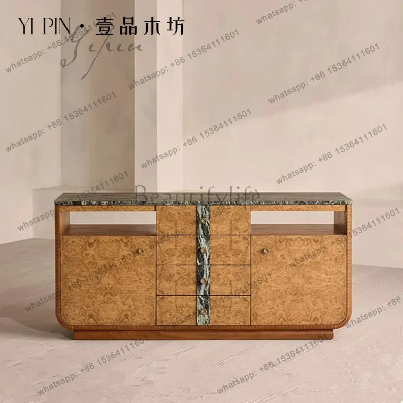 Solid wood dining side cabinet, living room wall storage retro wind storage cabinet