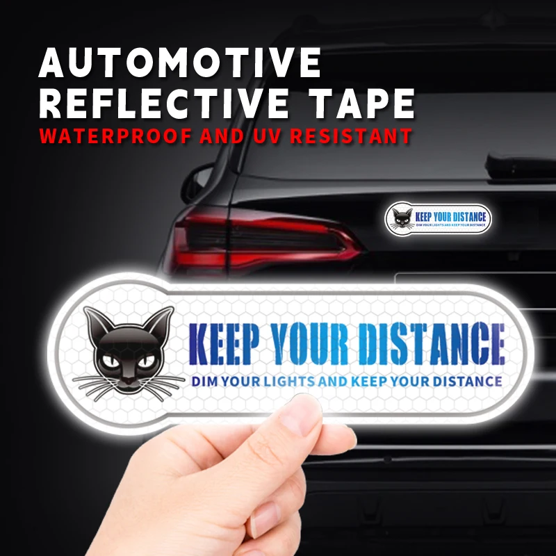 

5Pcs Cute Cat Reflective Car Sticker – New Driver Keep Your Distance Safety Warning Decal