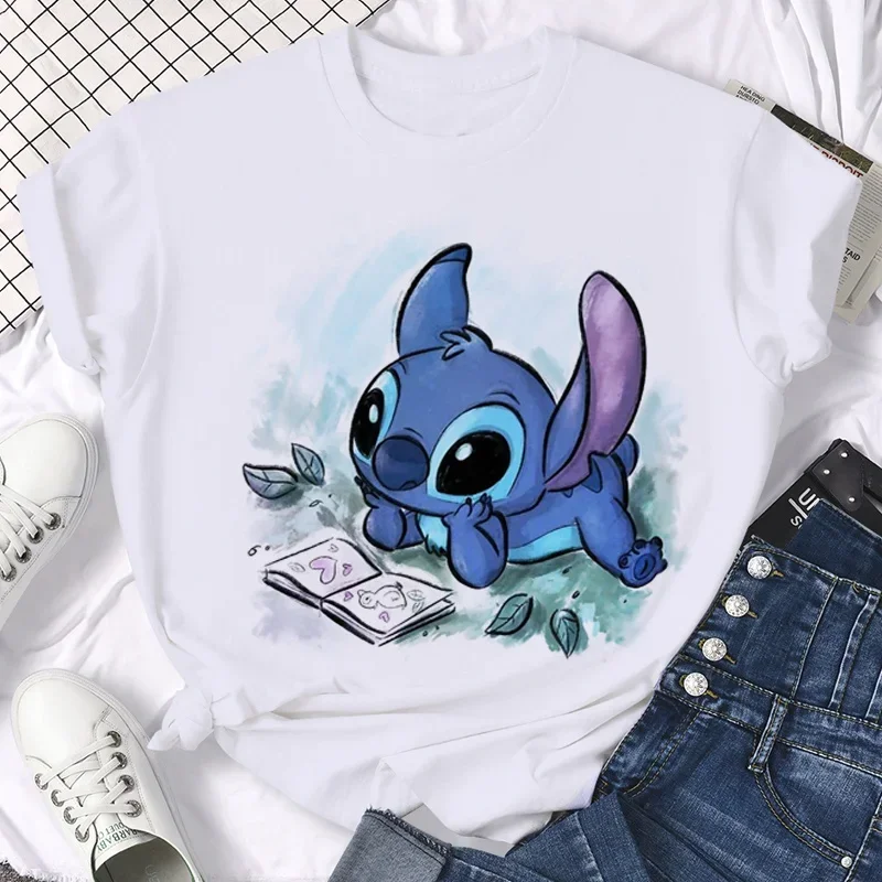 Funny Kawaii Lilo Stitch Cartoon T Shirt Women Stitch Cute Manga T-shirt Y2k Graphic Tshirt Streetwear Top Tees Female Clothing