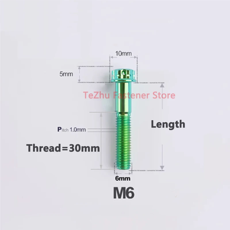 1pcs Titanium Alloy Bolt M6 Length 8-120mm Torx Head Flange  Screw High Strength Motorcycle Screws Gold/Black/Blue/Green/Purple